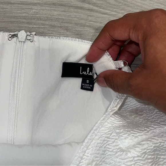 Lulu's Serene Charm White Textured Embroidered Flower Drop Waist Midi Dress - Picture 5 of 10